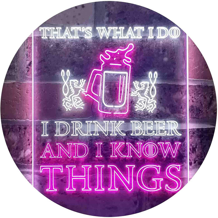 I Drink Beer and I Know Things Funny LED Light Sign - Way Up Gifts