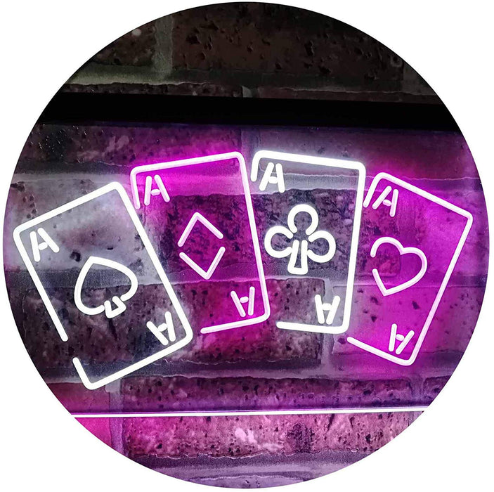 Four Aces Poker Casino LED Light Sign - Way Up Gifts