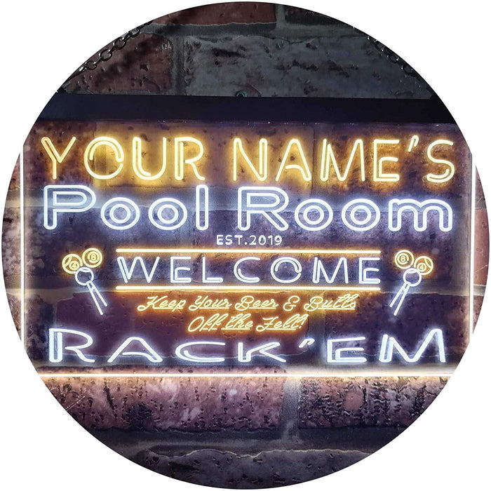 Personalized Billiards Pool Room LED Light Sign - Way Up Gifts