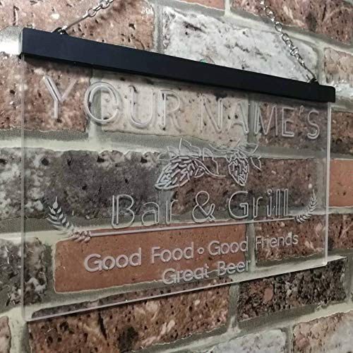 Personalized Bar & Grill LED Light Sign - LED Gift Works