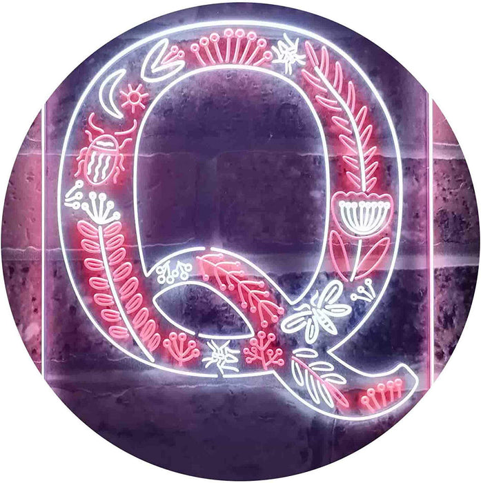 Family Name Letter Q Monogram Initial LED Light Sign - Way Up Gifts