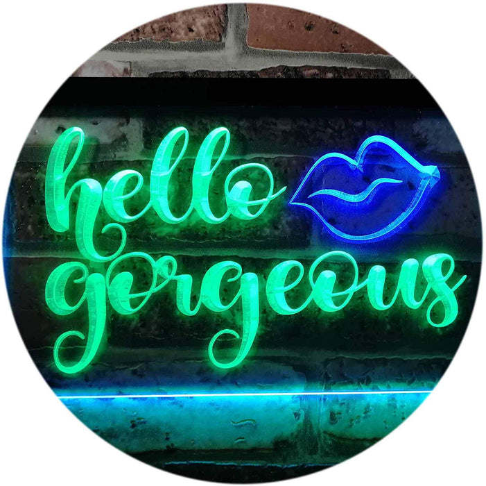 Lips Hello Gorgeous LED Light Sign - Way Up Gifts