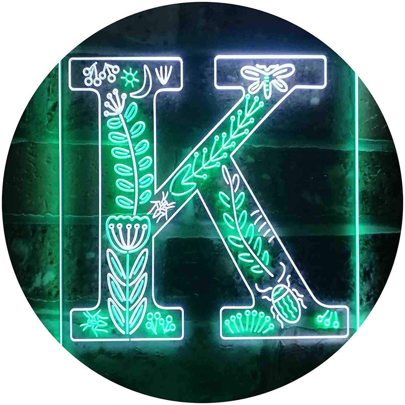Family Name Letter K Monogram Initial LED Light Sign - LED Gift Works