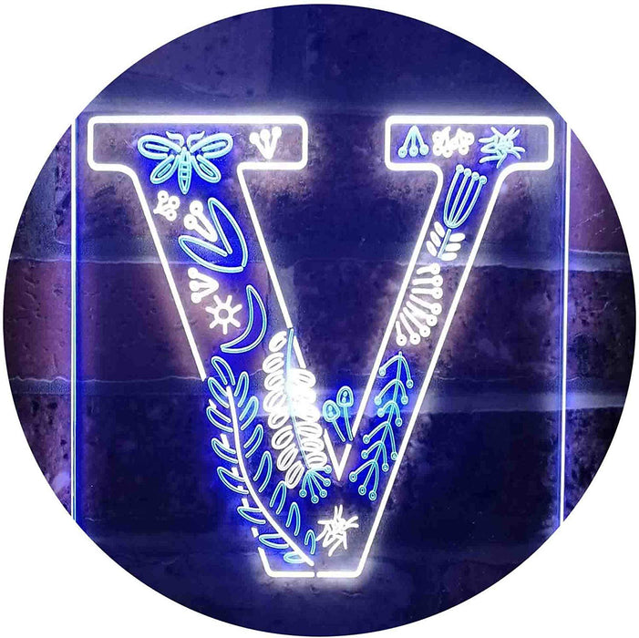 Family Name Letter V Monogram Initial LED Light Sign - Way Up Gifts