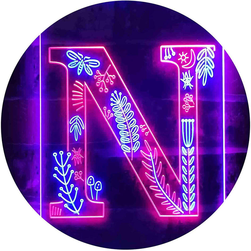 Family Name Letter N Monogram Initial LED Light Sign - LED Gift Works