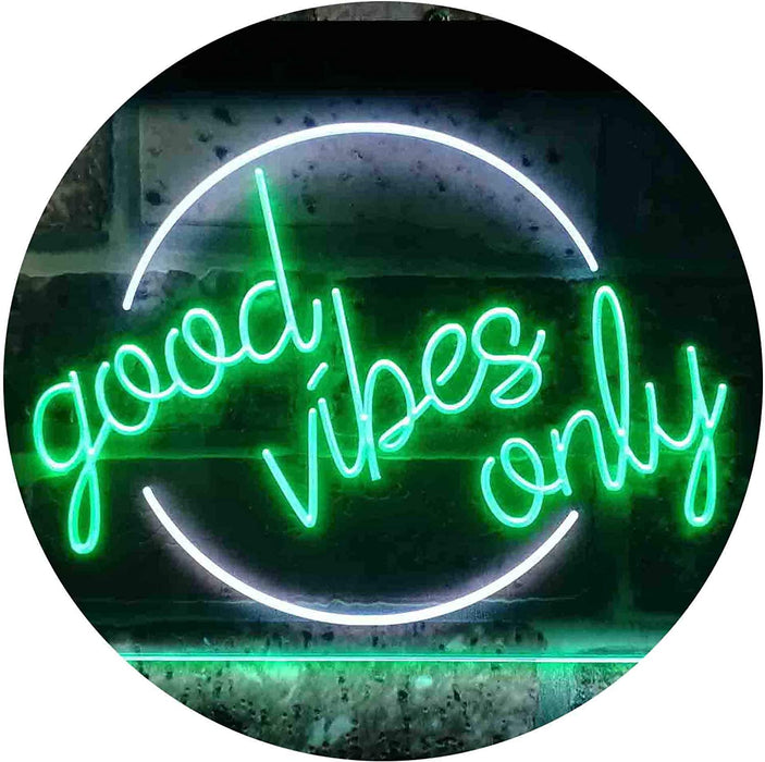 Good Vibes Only Circle LED Light Sign - Way Up Gifts