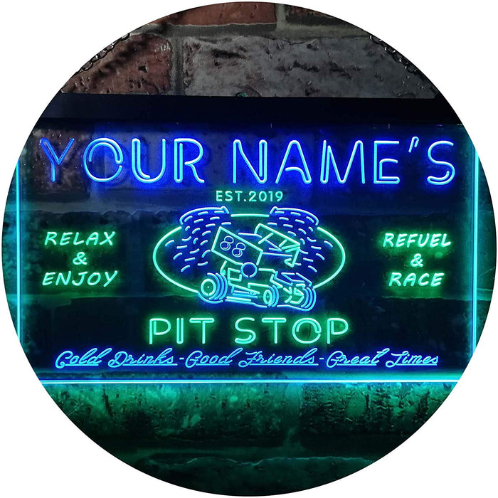 Personalized Car Racing Beer Pit Stop Bar LED Light Sign - Way Up Gifts