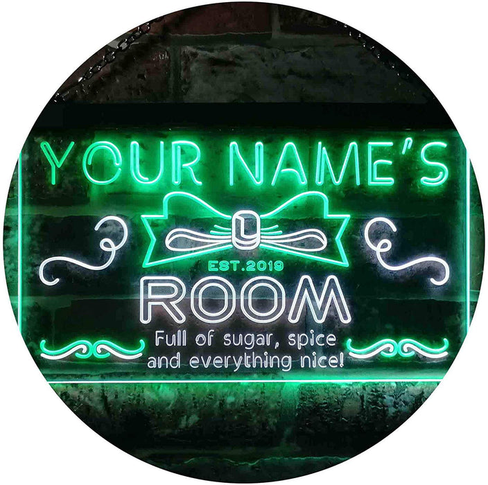 Personalized Sugar Spice Everything Nice Girl Room Decor LED Light Sign - Way Up Gifts
