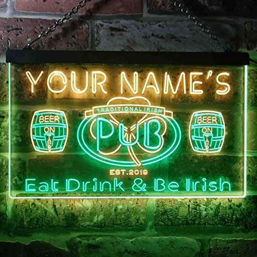Personalized Traditional Irish Pub LED Light Sign - Way Up Gifts