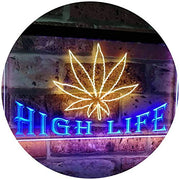 Marijuana Weed Leaf High Life LED Light Sign - LED Gift Works