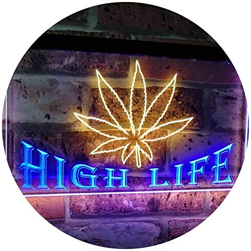 Marijuana Weed Leaf High Life LED Light Sign - LED Gift Works
