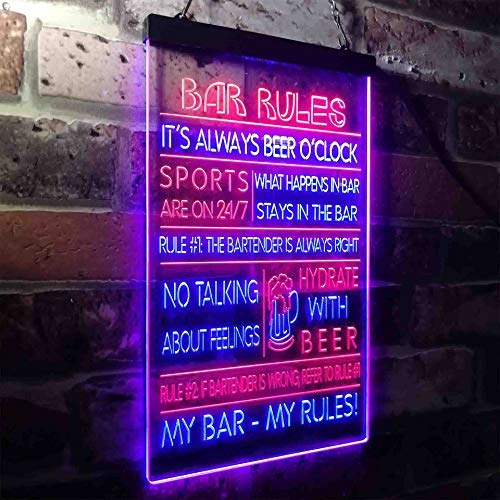 Bar Rules LED Light Sign - Way Up Gifts