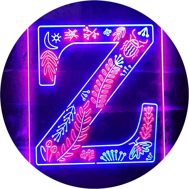 Family Name Letter Z Monogram Initial LED Light Sign - LED Gift Works