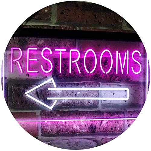 Left Restrooms Arrow LED Light Sign - Way Up Gifts