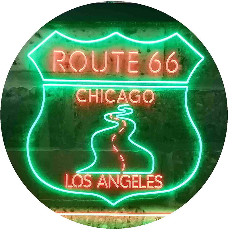 Chicago to Los Angeles Route 66 LED Light Sign - LED Gift Works