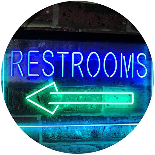 Left Restrooms Arrow LED Light Sign - Way Up Gifts