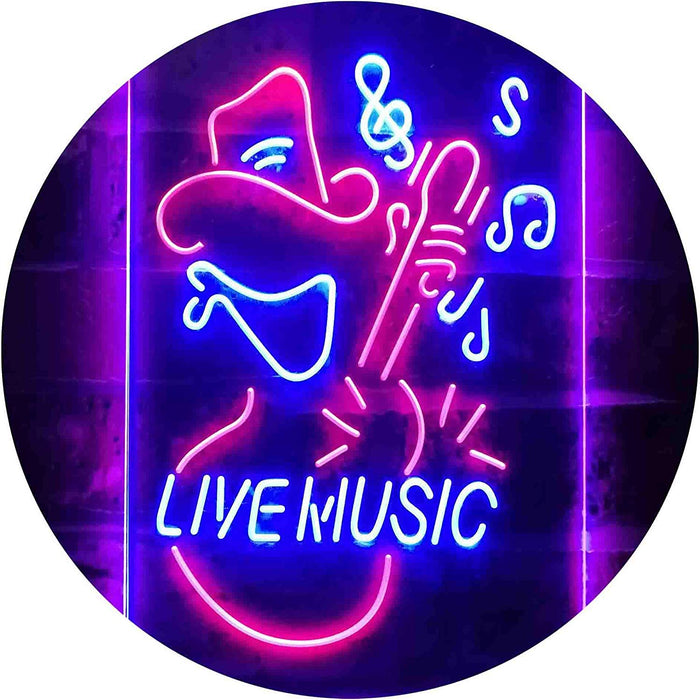 Cowboy Guitar Live Music LED Light Sign - Way Up Gifts