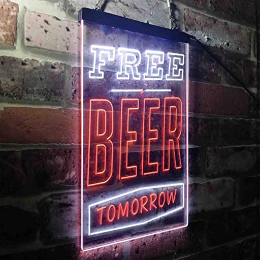 Free Beer Tomorrow LED Light Sign - LED Gift Works