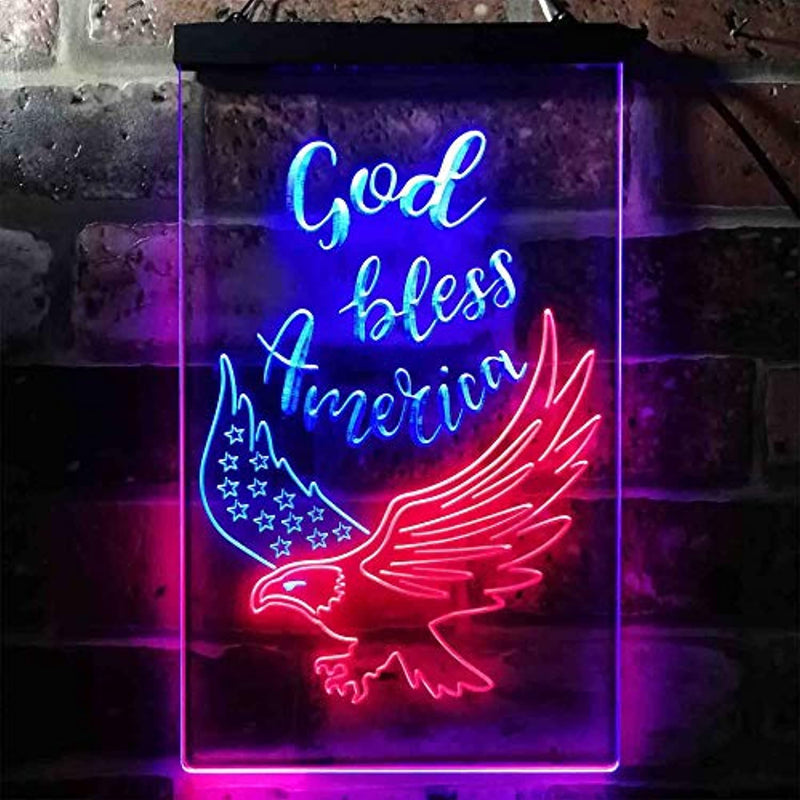 God Bless America Eagle LED Light Sign - LED Gift Works