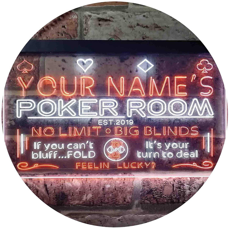 Personalized Poker Room LED Light Sign - LED Gift Works