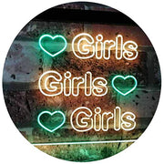 Hearts Girls Girls Girls LED Light Sign - LED Gift Works