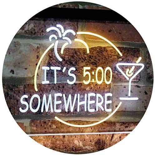 Cocktails It's Five O'Clock Somewhere LED Light Sign - Way Up Gifts
