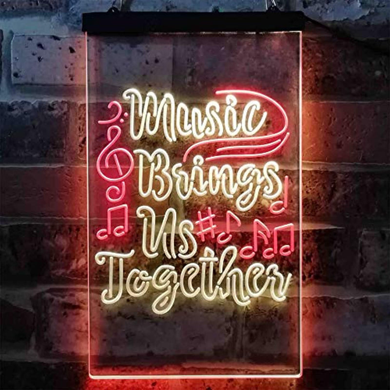 Musician Gift Music Brings Us Together Quote LED Light Sign - LED Gift Works