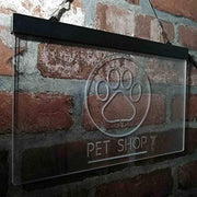 Paw Print Pet Shop LED Light Sign - LED Gift Works