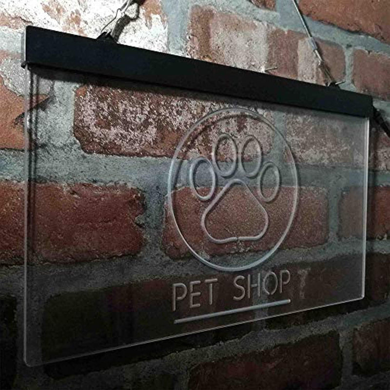 Paw Print Pet Shop LED Light Sign - LED Gift Works