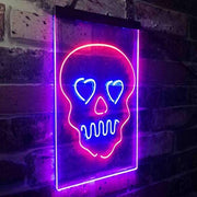 Skull Head Heart Eyes LED Light Sign - LED Gift Works