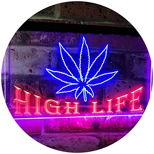 Marijuana Weed Leaf High Life LED Light Sign - LED Gift Works