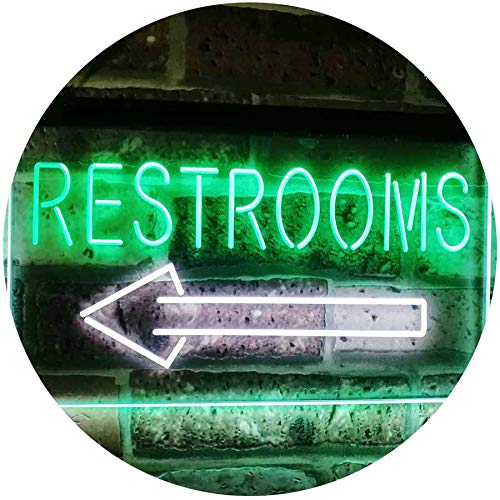 Left Restrooms Arrow LED Light Sign - Way Up Gifts