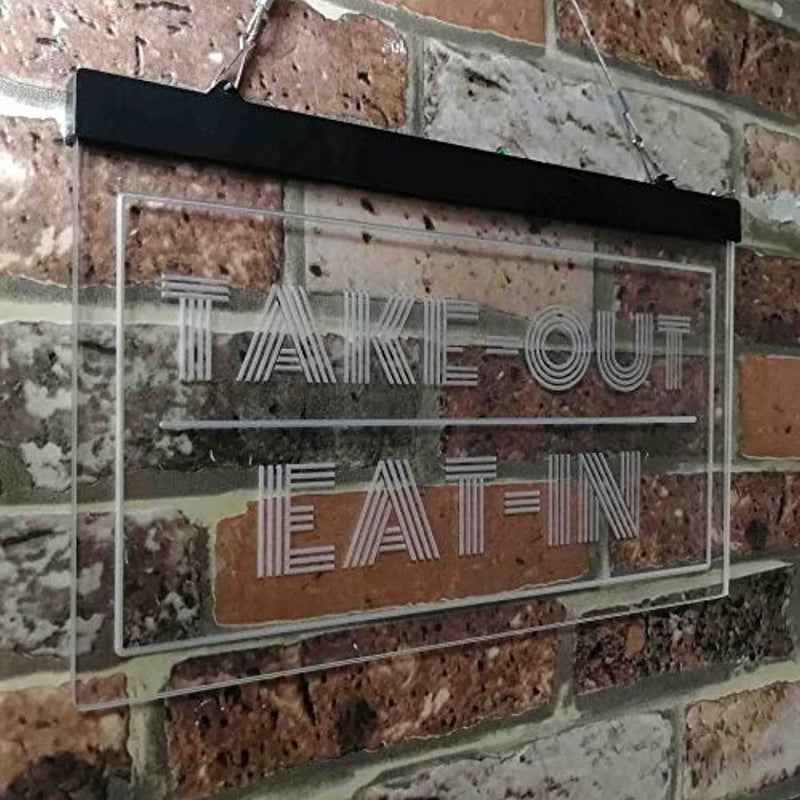 Take Out Eat In LED Light Sign - LED Gift Works