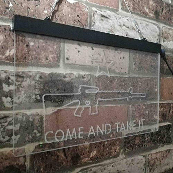 Come and Take It Gun Star Military Army LED Light Sign - Way Up Gifts
