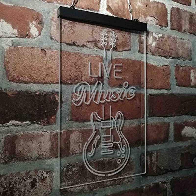 Live Music Electronic Guitar Lounge LED Light Sign - LED Gift Works