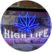 Marijuana Weed Leaf High Life LED Light Sign - LED Gift Works