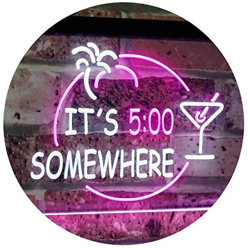 Cocktails It's Five O'Clock Somewhere LED Light Sign - Way Up Gifts