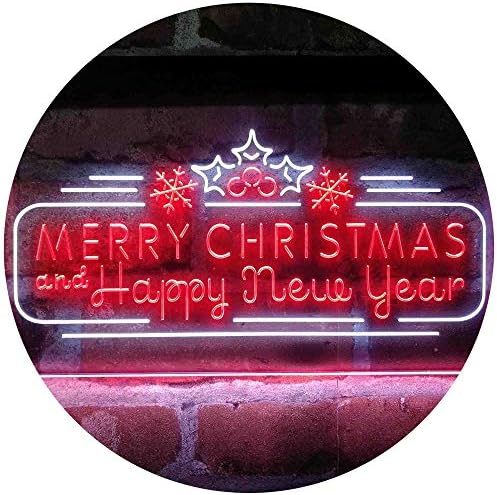 Merry Christmas & Happy New Year Dual Color LED Light Sign - LED Gift Works