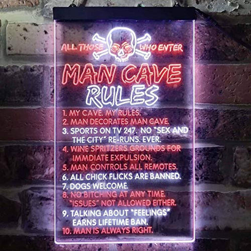 Man Cave Rule Game Room LED Light Sign - Way Up Gifts