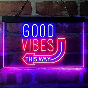 Good Vibes Arrow Left This Way LED Light Sign - LED Gift Works