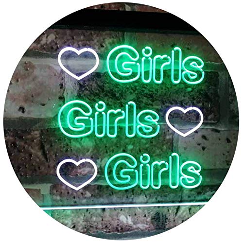 Hearts Girls Girls Girls LED Light Sign - LED Gift Works