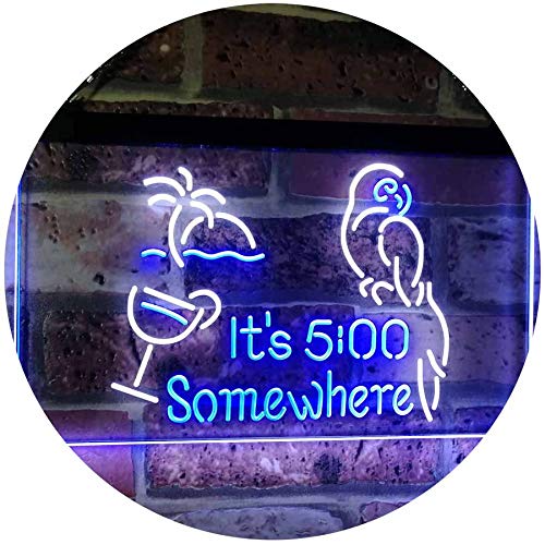 Parrot It's Five O'Clock Somewhere LED Light Sign - Way Up Gifts