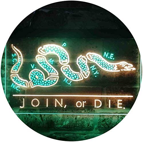 Join Or Die Flag Snake Military Army LED Light Sign - LED Gift Works