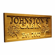 Personalized Trees Cabin Custom Wood Sign 3D Engraved Wall Plaque - LED Gift Works