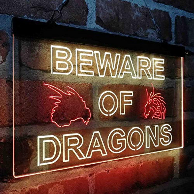 Beware of Dragon Kid Room Decoration LED Light Sign - LED Gift Works