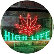 Marijuana Weed Leaf High Life LED Light Sign - LED Gift Works