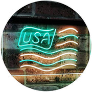 USA Flag LED Light Sign - LED Gift Works