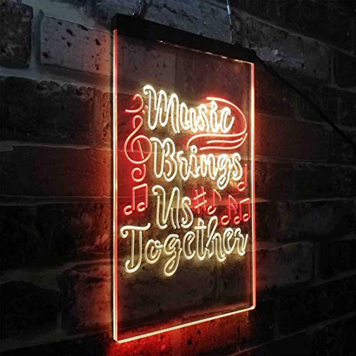 Musician Gift Music Brings Us Together Quote LED Light Sign - Way Up Gifts