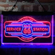 Route 66 Gasoline Station Cold Drinks LED Light Sign - LED Gift Works