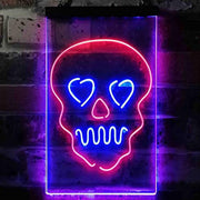 Skull Head Heart Eyes LED Light Sign - LED Gift Works